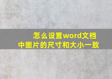 怎么设置word文档中图片的尺寸和大小一致