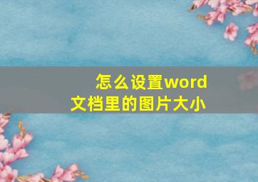 怎么设置word文档里的图片大小