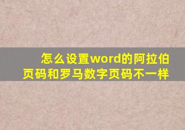 怎么设置word的阿拉伯页码和罗马数字页码不一样