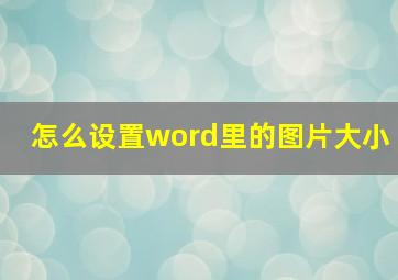 怎么设置word里的图片大小