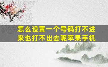 怎么设置一个号码打不进来也打不出去呢苹果手机