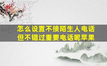 怎么设置不接陌生人电话但不错过重要电话呢苹果