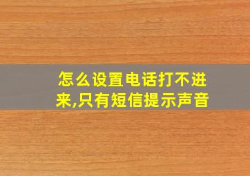 怎么设置电话打不进来,只有短信提示声音