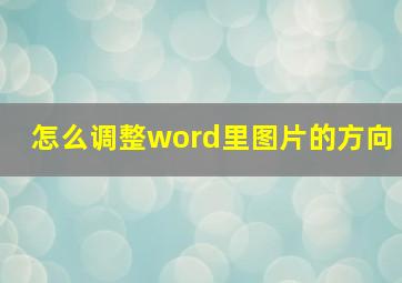 怎么调整word里图片的方向