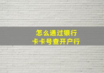 怎么通过银行卡卡号查开户行