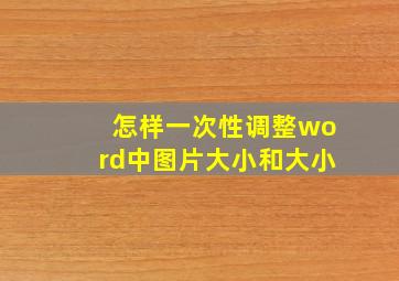 怎样一次性调整word中图片大小和大小