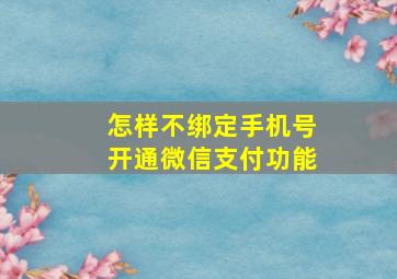 怎样不绑定手机号开通微信支付功能