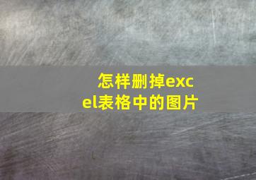 怎样删掉excel表格中的图片