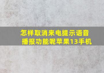 怎样取消来电提示语音播报功能呢苹果13手机