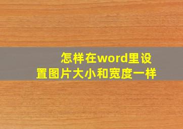 怎样在word里设置图片大小和宽度一样