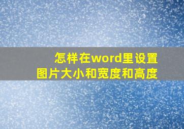 怎样在word里设置图片大小和宽度和高度