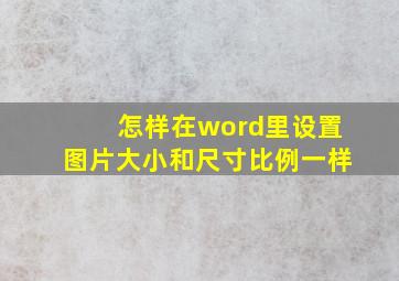 怎样在word里设置图片大小和尺寸比例一样