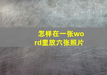 怎样在一张word里放六张照片