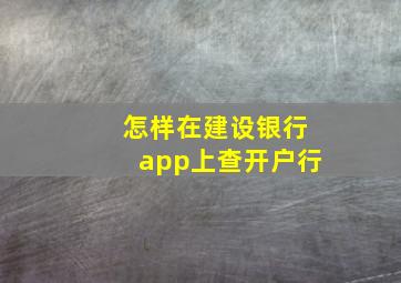 怎样在建设银行app上查开户行