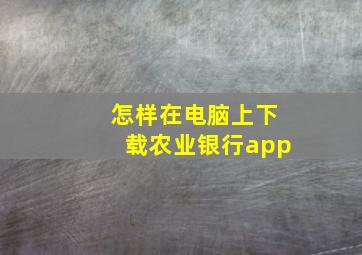 怎样在电脑上下载农业银行app