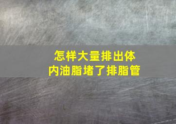 怎样大量排出体内油脂堵了排脂管