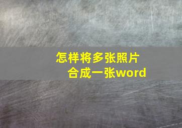 怎样将多张照片合成一张word