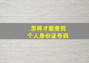 怎样才能查到个人身份证号码