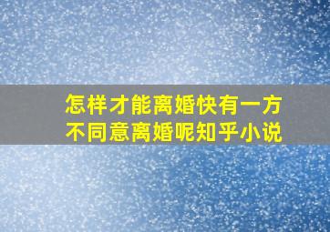 怎样才能离婚快有一方不同意离婚呢知乎小说