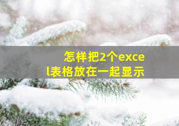 怎样把2个excel表格放在一起显示