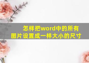 怎样把word中的所有图片设置成一样大小的尺寸