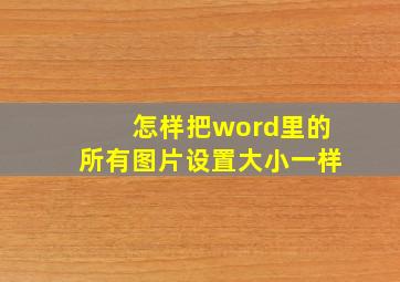 怎样把word里的所有图片设置大小一样