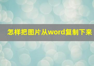 怎样把图片从word复制下来