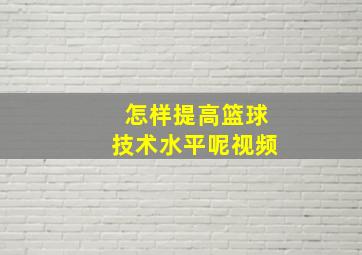 怎样提高篮球技术水平呢视频