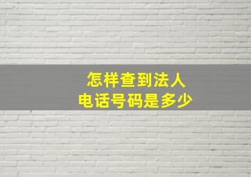 怎样查到法人电话号码是多少