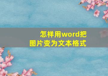 怎样用word把图片变为文本格式