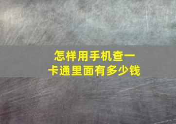 怎样用手机查一卡通里面有多少钱