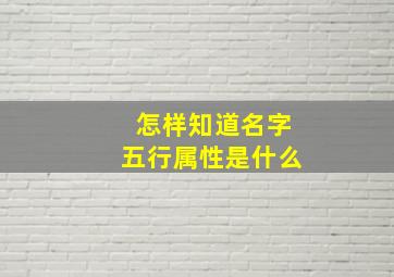 怎样知道名字五行属性是什么