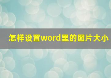 怎样设置word里的图片大小