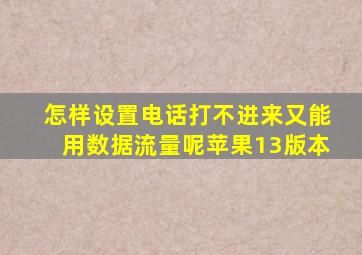 怎样设置电话打不进来又能用数据流量呢苹果13版本