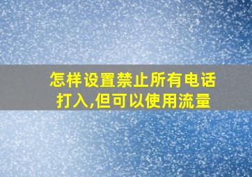 怎样设置禁止所有电话打入,但可以使用流量