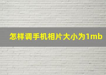 怎样调手机相片大小为1mb