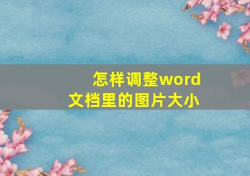 怎样调整word文档里的图片大小