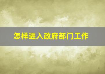 怎样进入政府部门工作