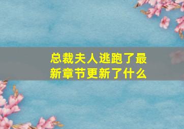 总裁夫人逃跑了最新章节更新了什么