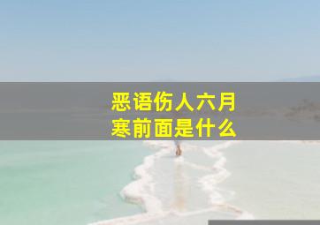 恶语伤人六月寒前面是什么