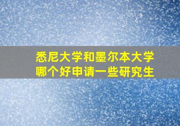 悉尼大学和墨尔本大学哪个好申请一些研究生