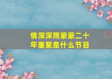 情深深雨蒙蒙二十年重聚是什么节目