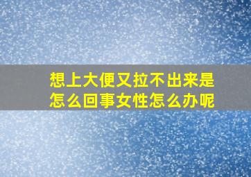 想上大便又拉不出来是怎么回事女性怎么办呢