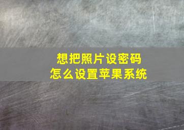 想把照片设密码怎么设置苹果系统