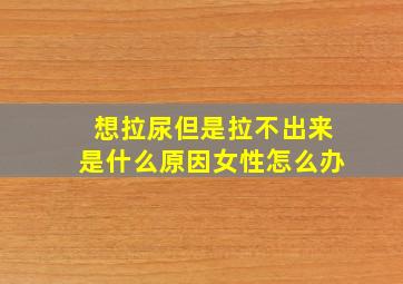 想拉尿但是拉不出来是什么原因女性怎么办