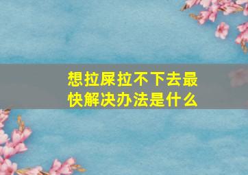 想拉屎拉不下去最快解决办法是什么