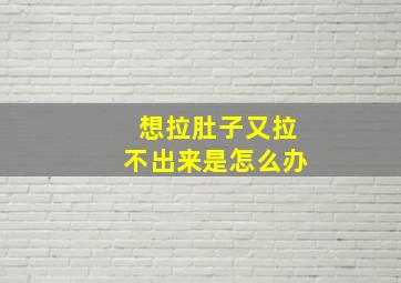 想拉肚子又拉不出来是怎么办