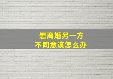 想离婚另一方不同意该怎么办