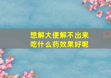 想解大便解不出来吃什么药效果好呢