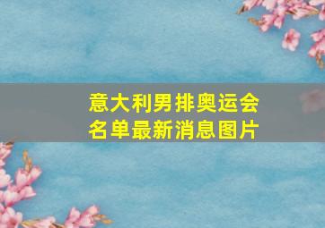 意大利男排奥运会名单最新消息图片